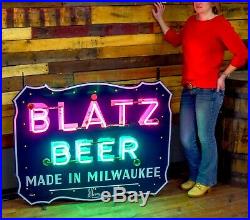 Blatz Porcelain Neon Sign Beer Bar Breweriana advertising Milwaukee Brewery NICE