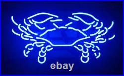 Blue Crab Seafood 20x16 Neon Sign Bar Lamp Beer Light Night Gift Man Cave