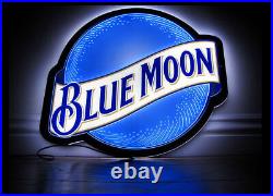 Blue Moon Beer 2D LED 20 Neon Sign Light Lamp Display Bar Open Wall Decor