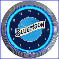 Blue moon Neon clock sign Brewing company Beer Bar lamp 15 Blue Belgian White