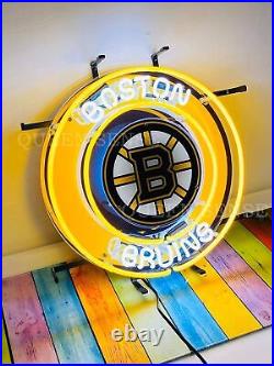 Boston Bruins Ice Hockey Sport 17x17 Neon Sign Light Lamp HD Vivid Printing