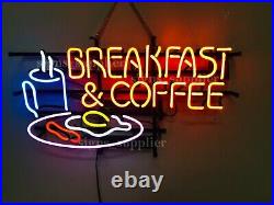 Breakfast Coffee Neon Light Sign 24x20 Lamp Poster Real Glass Beer Bar Dector