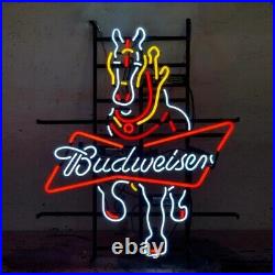 Bud Horse Neon Sign Light 24x20 Beer Bar Pub Wall Decor Handmade Visual Artwork