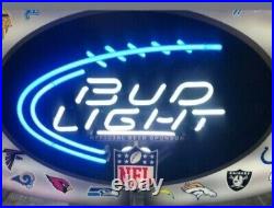 Bud Light Beer NFL Football 4ft Neon Light Up Bar Sign Game Room