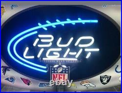 Bud Light Beer NFL Teams Football 4ft Neon Light Up Bar Sign Game Room