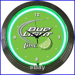 Bud Light Lime Neon Clock BLL Budweiser Anheuser-Busch sign light bar beer art