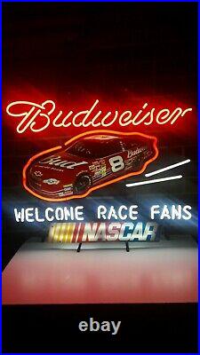 Budweiser # 8 Dale Jr. Nascar Neon Beer Sign. AUTHENTIC & NOT A KNOCKOFF