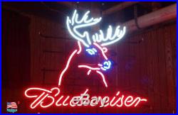 Budweiser Deer Stag Buck Beer Bar Light Neon Sign 20x16 From USA