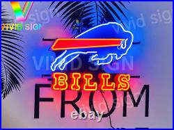 Buffalo Bills Man Cave Sports Bar 20x16 Neon Sign Light Lamp HD Vivid Printing