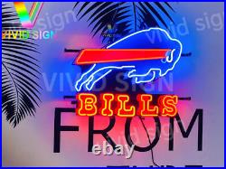 Buffalo Bills Man Cave Sports Bar 20x16 Neon Sign Light Lamp HD Vivid Printing