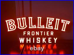 Bulleit Frontier Whiskey 24x20 Neon Sign Light Lamp Beer Bar Wall Decor Art