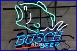 Busch Beer Fish Neon Sign Light Lamp Home Visual Bar Pub Club Glass Decor 19x15