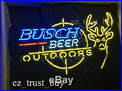 Busch Beer Outdoors Deer Neon Light Sign 20x16 Beer Bar Real Glass Artwork