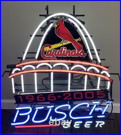 Buschs Beer St. Louis Cardinals Stadium Neon Light Sign 24x18 Lamp Bar Decor