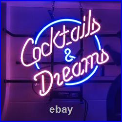 COCKTAILS & DREAMS Neon Sign Light Beer Bar Pub Home Room Wall Decor Gift17x14