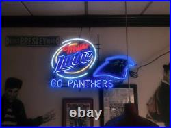 Carolina Panthers Miller Lite Go Panthers Beer 24x20 Neon Light Sign Lamp Bar