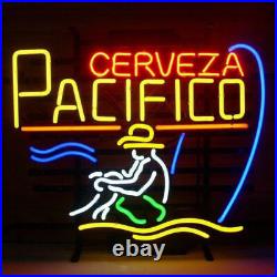 Cerveza Pacifico Fishing Neon Sign Light Beer Bar Pub Open Wall Hanging 19x15