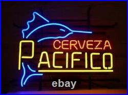 Cerveza Pacifico Swordfish Marlin Beer 17x14 Neon Light Sign Lamp Real Glass