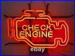 Check Engine 17x14 Neon Lamp Light Sign Beer Glass Wall Decor