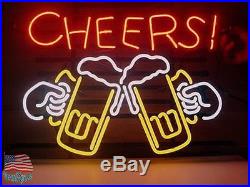 Cheers Beer Pub Bar Store Restaurant Real Glass Neon Sign 20x16 From USA