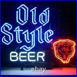 Chicago Bears Old Style Beer 20x16 Neon Light Sign Lamp Bar Open Wall Decor