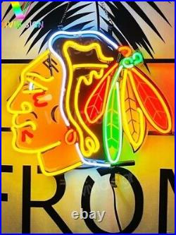 Chicago Blackhawks 20x16 Neon Sign With HD Vivid Printing Nightlight Beer EY