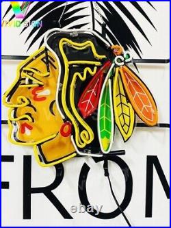 Chicago Blackhawks 20x16 Neon Sign With HD Vivid Printing Nightlight Beer EY