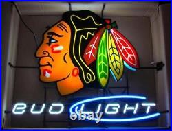 Chicago Blackhawks Hockey Logo 20x16 Neon Light Sign Lamp Beer Bar Windows