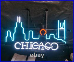 Chicago City Skyline 17x14 Neon Lamp Light Sign Beer Glass Wall Decor Bar Pub