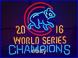 Chicago Cubs 2016 World Series Champions Neon Light Sign 20x16 Lamp Beer Bar