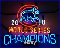 Chicago Cubs 2016 World Series Champions Neon Sign 20x16 Light Lamp Beer Bar