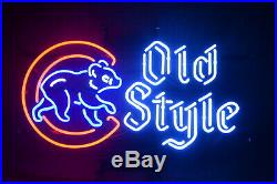 Chicago Cubs Old Style Beer Neon Sign 20x16 Light Lamp Bar Windows Decor Glass