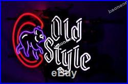 Chicago Cubs Old Style Walking Bear Logo Neon Sign Beer Bar Light Free Shipping