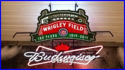 Chicago Cubs Wrigley Field 100 Year Beer 20x16 Neon Sign Lamp Light Bar NM