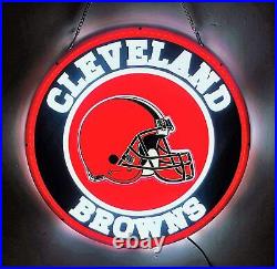Cleveland Browns Dawg Pound LED 3D Neon Sign 14x14 Light Beer Bar Lamp Decor
