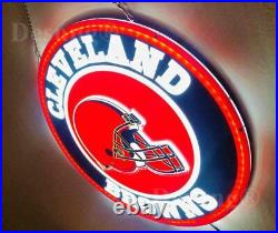 Cleveland Browns Dawg Pound LED 3D Neon Sign 14x14 Light Beer Bar Lamp Decor