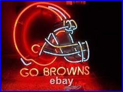 Cleveland Browns Helmet Go Browns Neon Light Sign 20x16 Lamp Wall Decor Bar