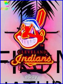 Cleveland Indians Beer 20x15 Neon Light Lamp Sign With HD Vivid Printing AA