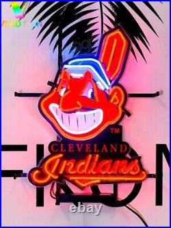 Cleveland Indians Beer 20x15 Neon Light Lamp Sign With HD Vivid Printing AA