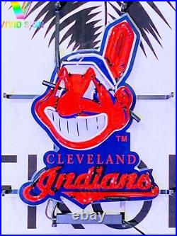 Cleveland Indians Beer 20x15 Neon Light Lamp Sign With HD Vivid Printing AA