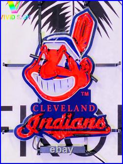 Cleveland Indians Beer 20x15 Neon Light Lamp Sign With HD Vivid Printing AA