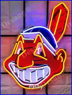 Cleveland Indians Beer Light Lamp Neon Sign 20 With HD Vivid Printing