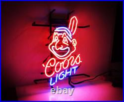 Cleveland Indians Coors Light Beer 20x16 Neon Sign Light Lamp Bar Windows Wall
