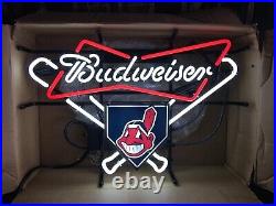 Cleveland Indians Logo 20x16 Neon Sign Bar Lamp Beer Light Night Pub Man Cave
