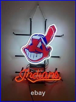 Cleveland Indians Neon Sign 17x14 Beer Light Lamp Bar Glass Display Windows