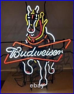 Clydesdale Horse Beer 24x20 Neon Light Sign Lamp Wall Decor Bar Open Night Pub