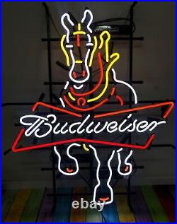 Clydesdale Horse Beer Bar Open 24x20 Neon Light Sign Lamp Wall Decor Windows