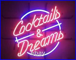 Cocktails And Dreams Neon Sign Light for Bedroom Garage Beer Bar 20x16 Inches