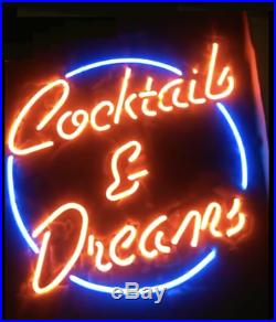 Cocktails & Dreams Beer Bar Lamp Real Glass Neon Light Sign 17x14