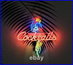 Cocktails Parrot Beer 17 Acrylic Neon Sign Lamp Light Artwork Hanging Bar LE